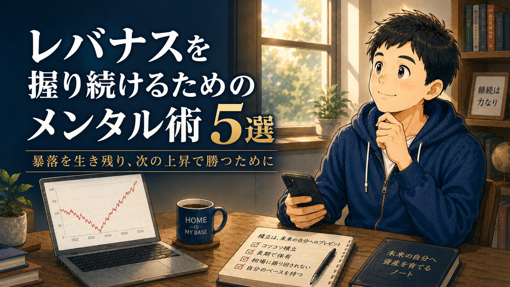 【暴落前に書いておく】レバナスを握り続けるためのメンタル術5選 アイキャッチ