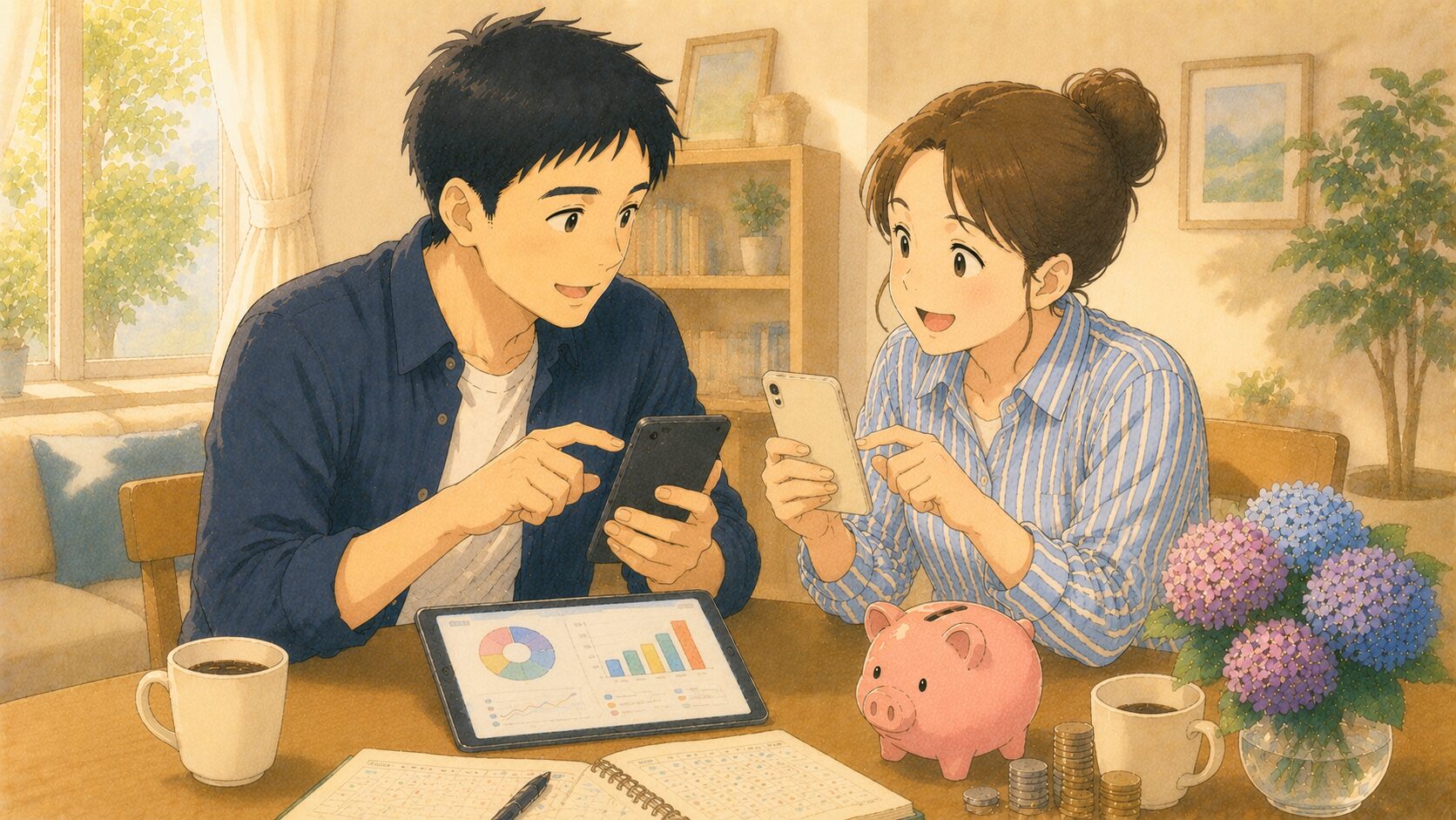 夫婦でお金の話し合いをするイメージ｜レバナス父さん家のすり合わせ術